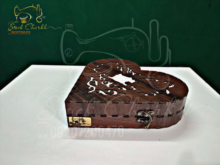 جعبه لوازم خیاطی (طرح قلب چوبی)